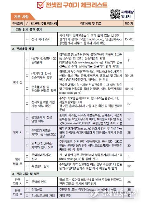 국토교통부 전세사기 피해예방 (안심 전세계약) 체크리스트