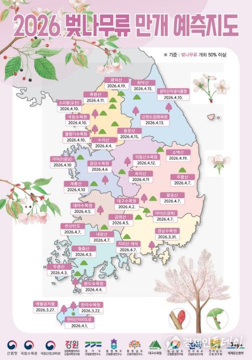 벚나무류 만개 예측지도